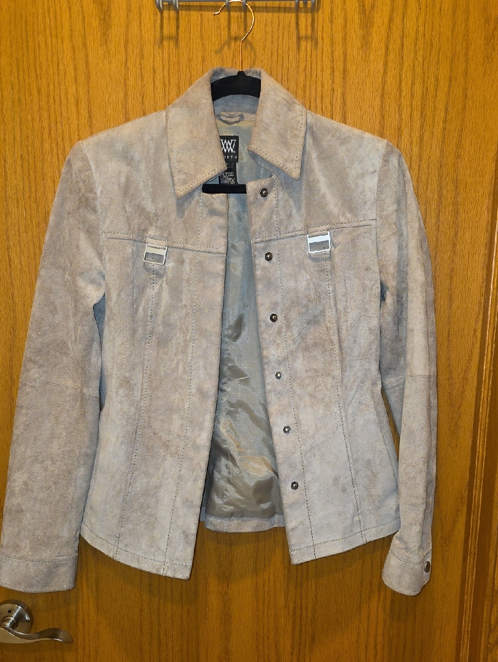 Worth Tan Suede Button-Front Jacket (100% Leather Shell)
